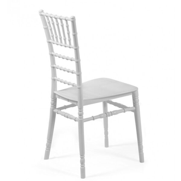 Bijela banket stolica, prikaz sa zadnje strane