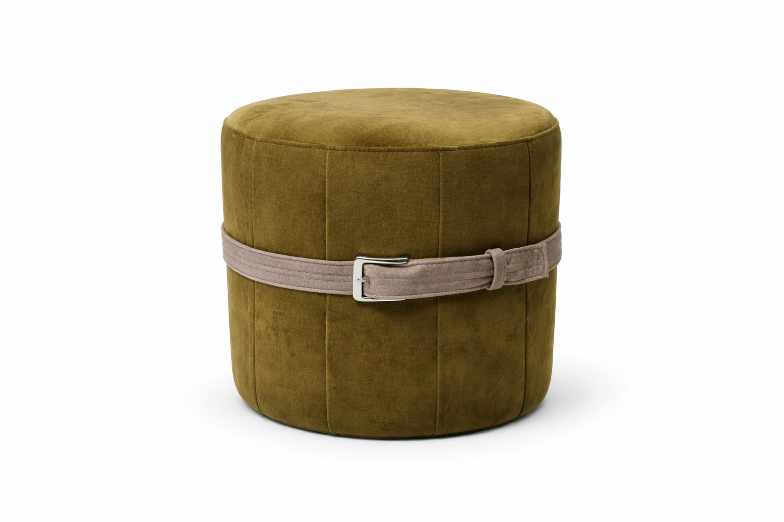 Olive-green ottoman with taupe belt